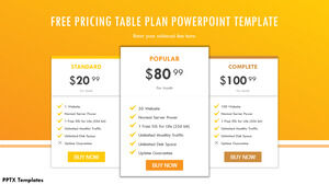 Șablon Powerpoint gratuit pentru planul de tabel de prețuri Orange
