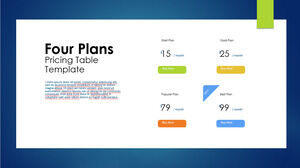 قالب Powerpoint مجاني لأربع خطط تسعير باللون الأزرق