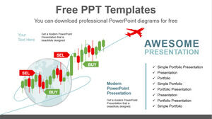 เทมเพลต Powerpoint ฟรีสำหรับแผนภูมิการเพิ่มขึ้นของหุ้น