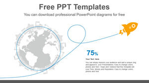 Free Powerpoint Template for Earth Flying Rocket