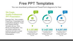 Free Powerpoint Template for Three Doughnut Charts