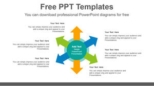 Modello PowerPoint gratuito per sei frecce radiali