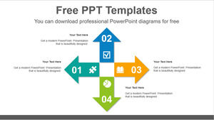 Free Powerpoint Template for Four Radial Arrow