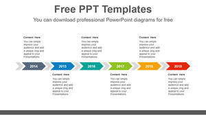 Modèle Powerpoint gratuit pour le chevron en six étapes