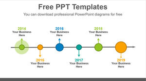 Plantilla de PowerPoint gratuita para flecha de línea a través de círculos