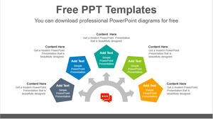 Free Powerpoint Template for Semi radial pentagram