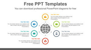 Modello PowerPoint gratuito per sei cerchi radiali