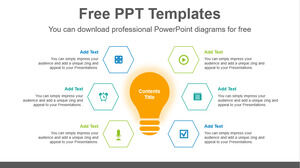 Free Powerpoint Template for Radial light bulb