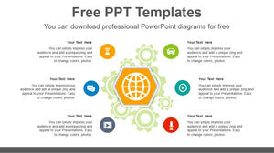 Plantilla de PowerPoint gratuita para engranajes circulares radiales
