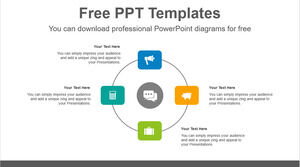 Free Powerpoint Template for Four radial square