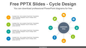 Template Powerpoint Gratis untuk Delapan Lingkaran Radial