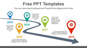 Free Powerpoint Template for Curved arrow placemark