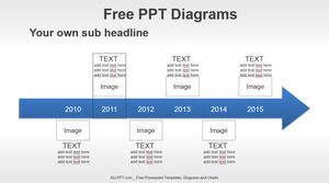 Modello PowerPoint gratuito per 6 anni di freccia Timeline