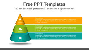 Plantilla de PowerPoint gratuita para pirámide 3D de 3 etapas