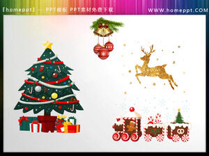 Christmas Tree Golden Reindeer Christmas Train PPT Materials