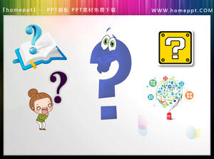 30 cartoon characters and question mark PPT materials