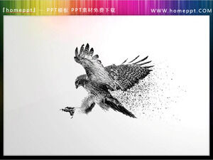 Três ilustrações de PPT de águia de partículas pretas