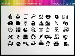 40 matériaux d'icônes PPT à thème financier colorables