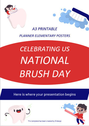 A3 Printable Planner Elementary Posters - Celebrating US National Brush Day