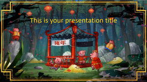 Çin Yeni Yılı (Domuz). Ücretsiz PowerPoint Şablonu ve Google Slaytlar Teması