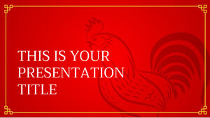 中国新年（公鸡）。 免费的PowerPoint模板和谷歌幻灯片主题