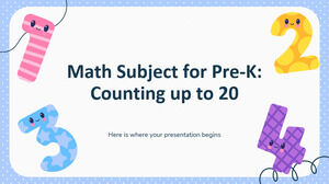 Assunto de matemática para pré-escola: contando até 20