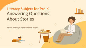 Matéria de Alfabetização para Pre-K: Respondendo a perguntas sobre histórias