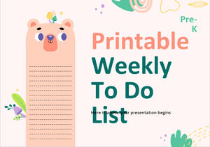 Lista de tarefas semanais imprimíveis para pré-escola