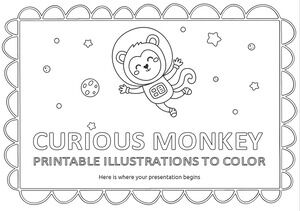 Ilustrações para impressão de macaco curioso