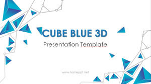 Plantillas de PowerPoint de diapositivas 3D de cubo azul