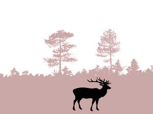 粉红森林中的鹿 Powerpoint 模板