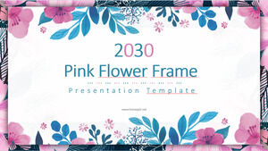 粉红色的花框 Powerpoint 模板