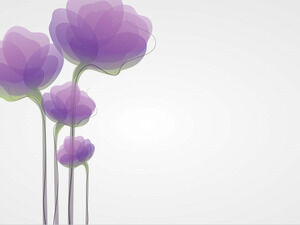 かわいい紫色の花のPowerPointテンプレート