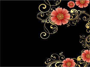 Beautiful Pink Flowers on Black Powerpoint Templates