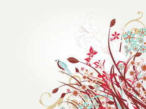 Red Floral with Bird Powerpoint Templates