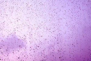 Gocce di pioggia su modelli PowerPoint di fiori viola