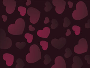 Cute Hearts On Dark Red Powerpoint Templates