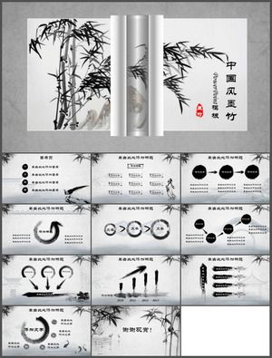 Chinese style ink mangosteen PPT template