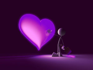 3D Stereo Paint Brush Heart Background Picture