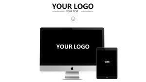 Apple computer pad simple black and white exquisite business ppt template