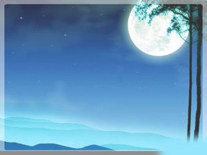 青空の月の夜のPPTの背景画像