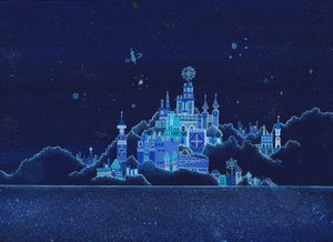 城のベクトルの背景画像の下の青い空
