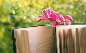 Book with floral slide background picture
