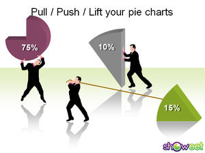 Business figures and fan-shaped ppt charts