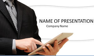 Business people play pad demo work ppt template