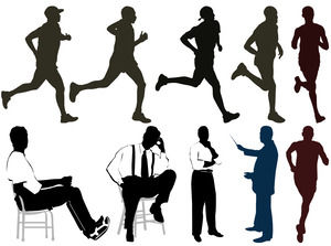 Character running action silhouette ppt material