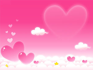 Nuvole di amore cartone animato immagine vettoriale sfondo rosa