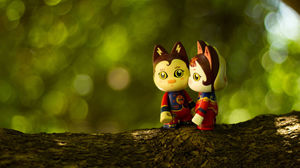 Cute pair of male and female porcelain doll ppt background