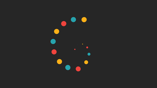 Dynamic rotating colored dots PPT animation