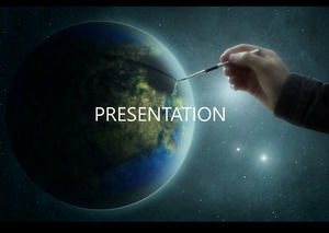 Electronic touch pen light earth modern science and technology atmospheric business simple ppt template